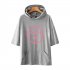 Men Fashion Hooded Shirts Short Sleeve Pattern Casual Tops Gray A XXXL