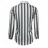 Men Fashion Long Sleeve Stripes Printing Casual Shirt blue XXL