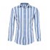 Men Fashion Long Sleeve Stripes Printing Casual Shirt blue XXL
