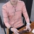 Men Fashion Long Sleeve T shirt Printing Round Collar Slim Fit Casual Bottom Shirt  pink L
