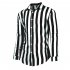 Men Fashion Long Sleeve Stripes Printing Casual Shirt black M