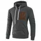 Men Fashion Long Sleeve Hooded Casual Pullover Sweatshirt Tops Dark Gray 2XL
