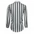 Men Fashion Long Sleeve Stripes Printing Casual Shirt black XL