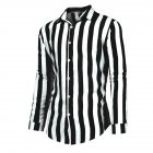 Men Fashion Long Sleeve Stripes Printing Casual Shirt black XL