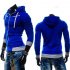 Men Fashion Matching Color Fleece Cardigan Hoodie Windproof Warm Drawstring Jacket black XXL