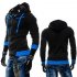 Men Fashion Matching Color Fleece Cardigan Hoodie Windproof Warm Drawstring Jacket Dark gray XL