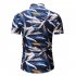 Men Fashion New Casual Short Sleeve Floral Slim Shirt Tops Navy blue 3XL