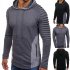 Men Fashion Pleated Cotton Hoodie Pullover Long Sleeve Sweater Tops Gray XL