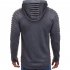 Men Fashion Pleated Cotton Hoodie Pullover Long Sleeve Sweater Tops Gray XXXL