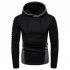 Men Fashion Pleated Cotton Hoodie Pullover Long Sleeve Sweater Tops Black XXXL