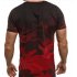 Men Fashion Printing T shirts Round Collar Short Sleeve All matching Slim Tops Black red L
