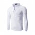 Men Fashion Shirt Slim Fit Casual Long Sleeve Pullover Tops white XL