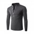 Men Fashion Shirt Slim Fit Casual Long Sleeve Pullover Tops black L