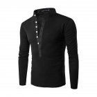 Men Fashion Shirt Slim Fit Casual Long Sleeve Pullover Tops black XXL