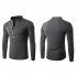 Men Fashion Shirt Slim Fit Casual Long Sleeve Pullover Tops Dark gray XXL