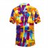 Men Fashion Shirt Summer Floral Printed Beach Shorts Sleeve Tops bright orange L