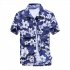 Men Fashion Short Sleeve Quick drying Cool Printed Beach Shirt blue XXL