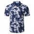 Men Fashion Short Sleeve Quick drying Cool Printed Beach Shirt blue XXL