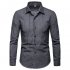 Men Fashion Slim Casual Plaid Long Sleeve Shirt light grey L