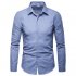 Men Fashion Slim Casual Plaid Long Sleeve Shirt light grey L