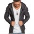Men Fashion Slim Medium Long Dovetail Wind Coat Zipper Sweatshirts Cardigan gray L