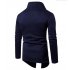 Men Fashion Slim Oblique Buttons Sweatshirts Coat Navy XXL
