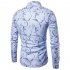 Men Fashion Slim Printing Long Sleeve Business Shirt Navy blue M