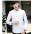 Men Fashion Slim Shirt Long sleeved Pure Color No Ironing Lapel Collar Tops white XL