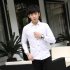 Men Fashion Slim Shirt Long sleeved Pure Color No Ironing Lapel Collar Tops white XL