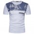 Men Fashion Slim Short Sleeve Color Matching Round Collar T Shirt white 2XL