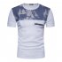 Men Fashion Slim Short Sleeve Color Matching Round Collar T Shirt white 2XL