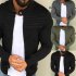 Men Fashion Solid Color Striped Tops Zipper Closure Casual Jacket  gray M