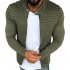 Men Fashion Solid Color Striped Tops Zipper Closure Casual Jacket  ArmyGreen L