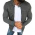 Men Fashion Solid Color Striped Tops Zipper Closure Casual Jacket  black M