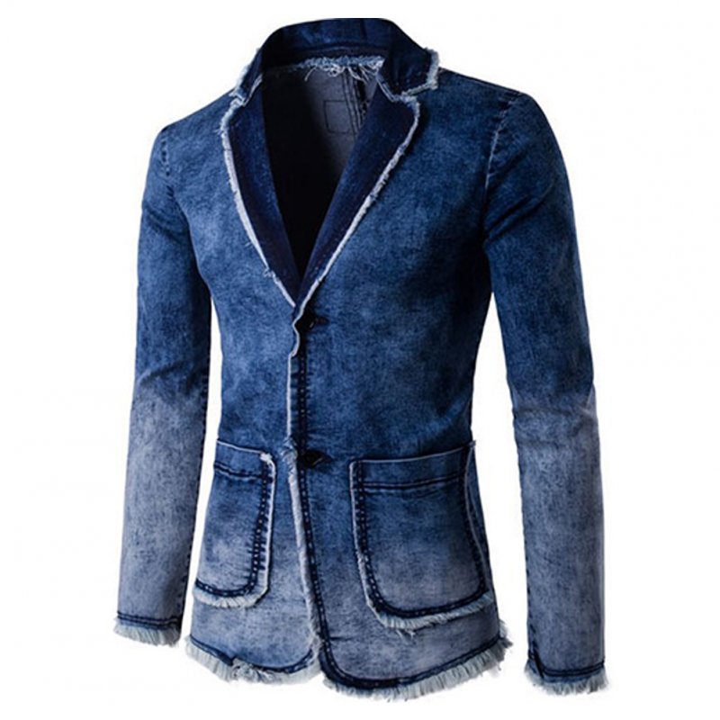 Men Fashion Spring Autumn Blue Denim Blazer Coat Top blue_XL