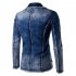 Men Fashion Spring Autumn Blue Denim Blazer Coat Top blue XL