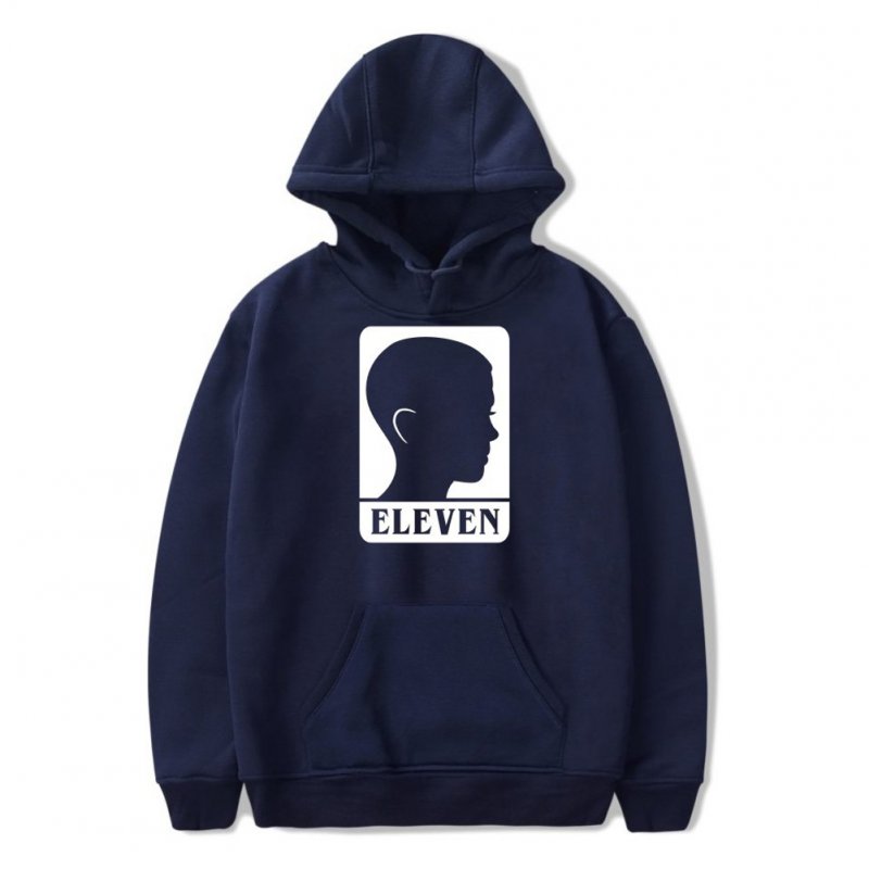 Men Fashion Stranger Things Printing Thickening Casual Pullover Hoodie Tops Dark blue-_L