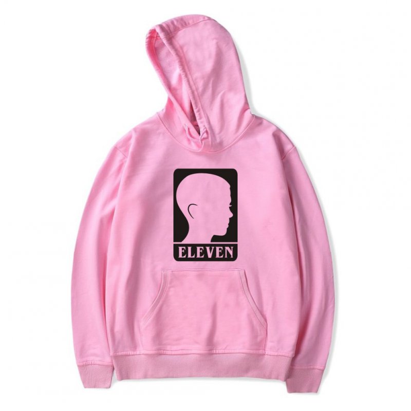 Men Fashion Stranger Things Printing Thickening Casual Pullover Hoodie Tops Pink-_L