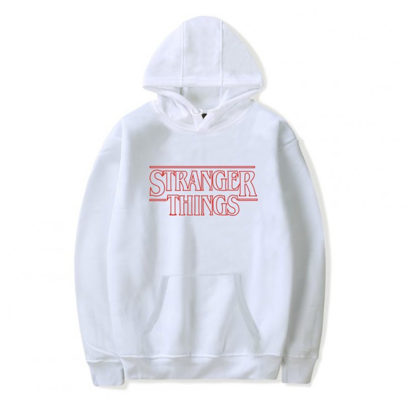 Men Fashion Stranger Things Printing Thickening Casual Pullover Hoodie Tops white--_M