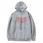 Men Fashion Stranger Things Printing Thickening Casual Pullover Hoodie Tops gray   S
