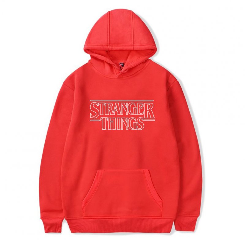 Men Fashion Stranger Things Printing Thickening Casual Pullover Hoodie Tops red--_4XL