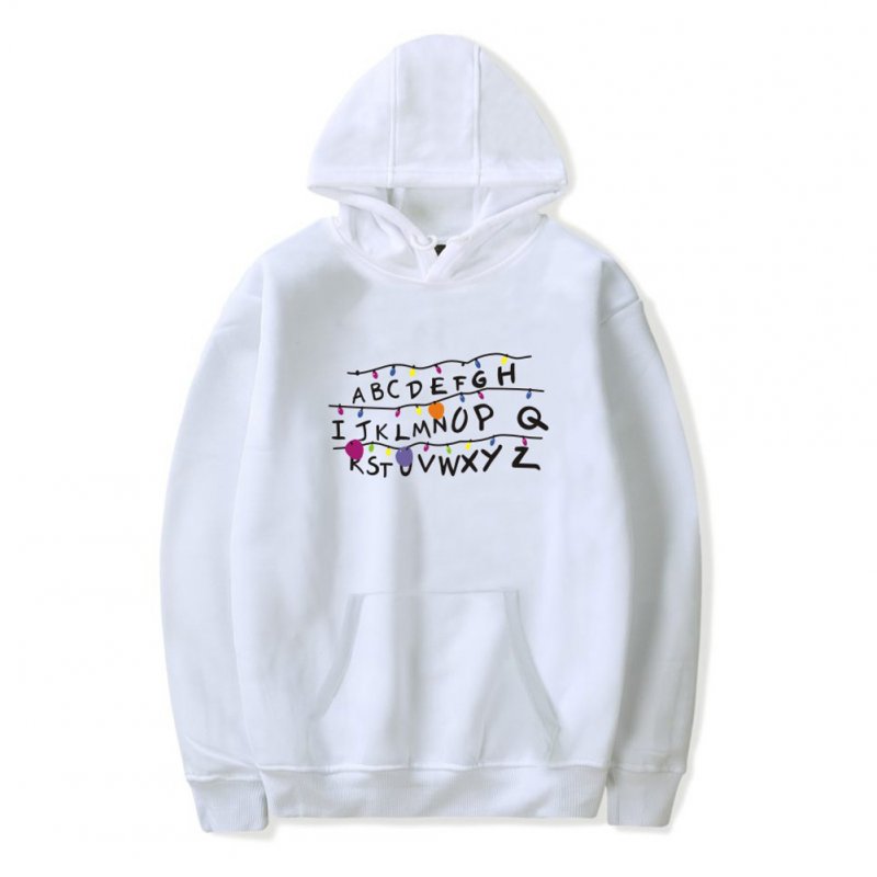 Men Fashion Stranger Things Printing Thickening Casual Pullover Hoodie Tops white---_XXXL