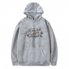 Men Fashion Stranger Things Printing Thickening Casual Pullover Hoodie Tops gray    XXL