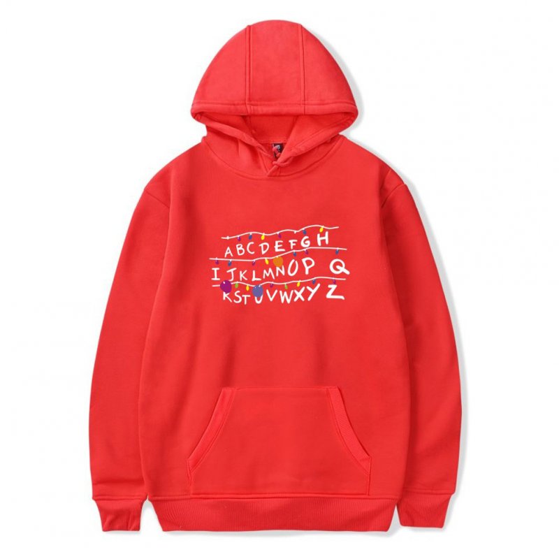 Men Fashion Stranger Things Printing Thickening Casual Pullover Hoodie Tops red---_XXXL