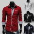 Men Fashion Stripe Pocket Decor Long Sleeve Shirtx red L