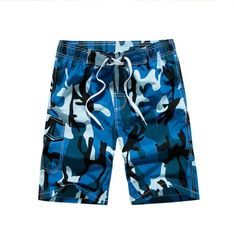 Men Fashion Summer Beach Camouflage Style Surf Baggy Shorts blue_M