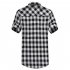 Men Fashion Summer Casual Shirt Soft Cotton Plaid Pattern Short Sleeve Shirts Tops Black and White M