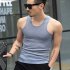 Men Fashion Summer Solid Color Sleeveless Vest Shirt for Gym Fitness Sports white L