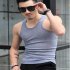 Men Fashion Summer Solid Color Sleeveless Vest Shirt for Gym Fitness Sports black L
