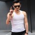 Men Fashion Summer Solid Color Sleeveless Vest Shirt for Gym Fitness Sports white XXXL